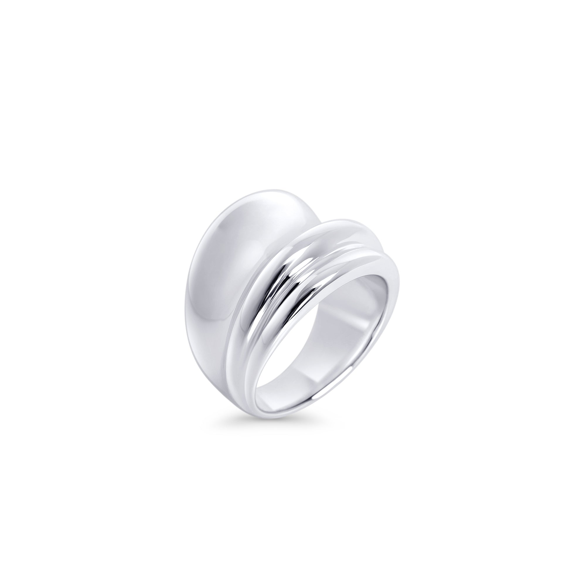 Modern silver dome ring in surgical stainless steel, smooth high-polish finish, comfortable everyday statement jewelry designed for sensitive skin, durable and long-lasting in Canada.
