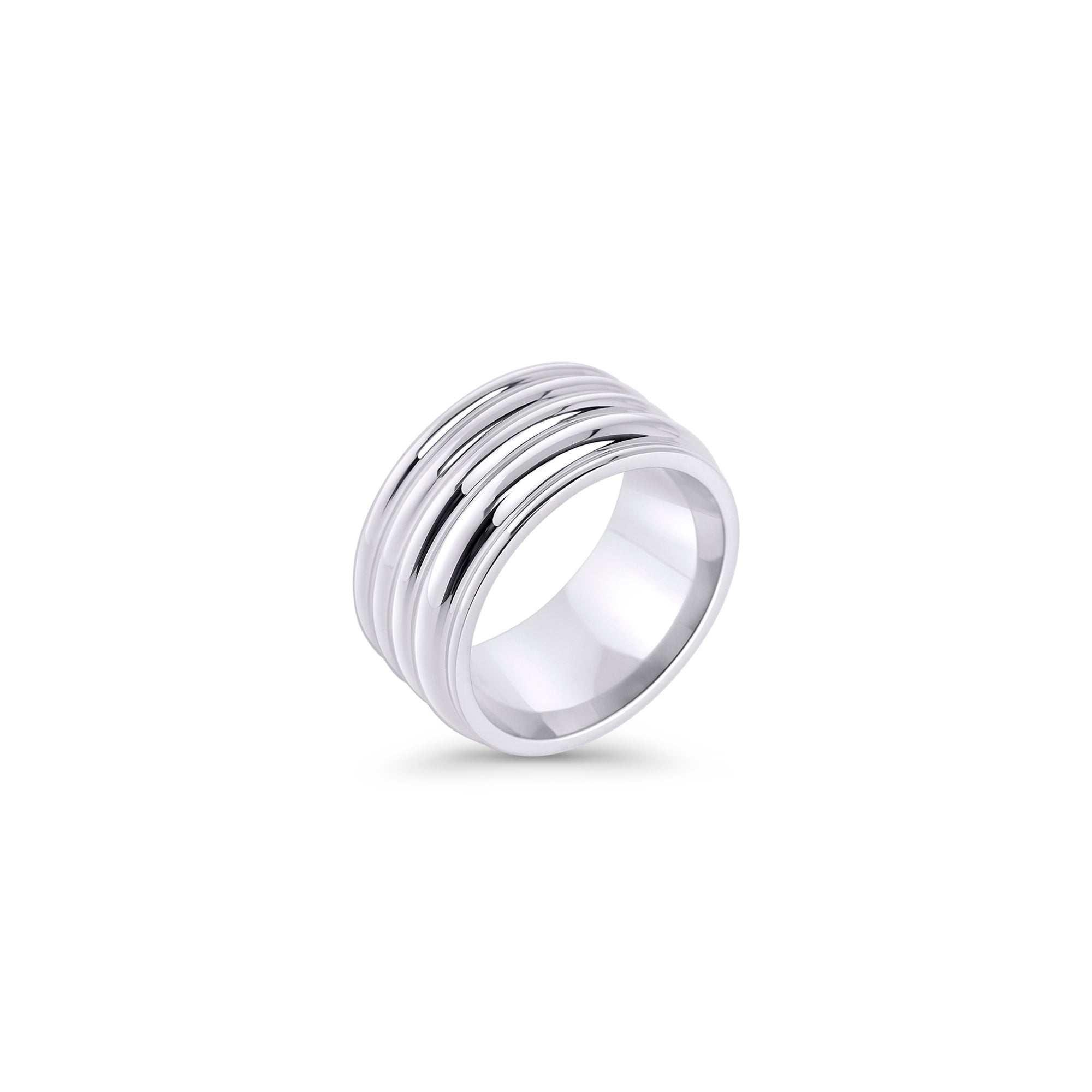 Monaco Ring silver - wide ridged surgical steel band, hypoallergenic and waterproof - MIAJWL