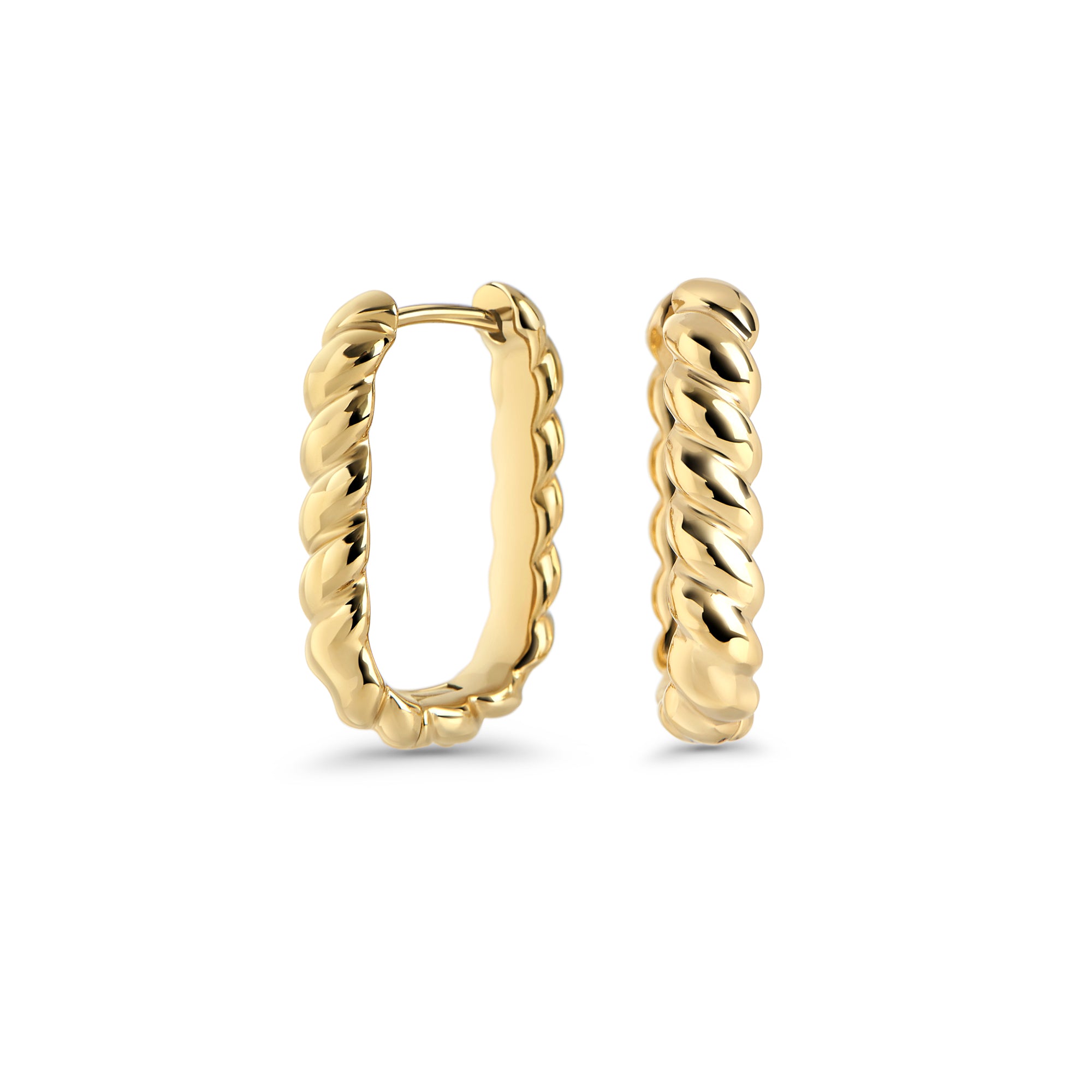 Gold stainless steel twisted hoop earrings with bold textured design, hypoallergenic earrings for sensitive ears, non-tarnish durable everyday fashion jewelry, modern minimalist luxury jewelry Canada.