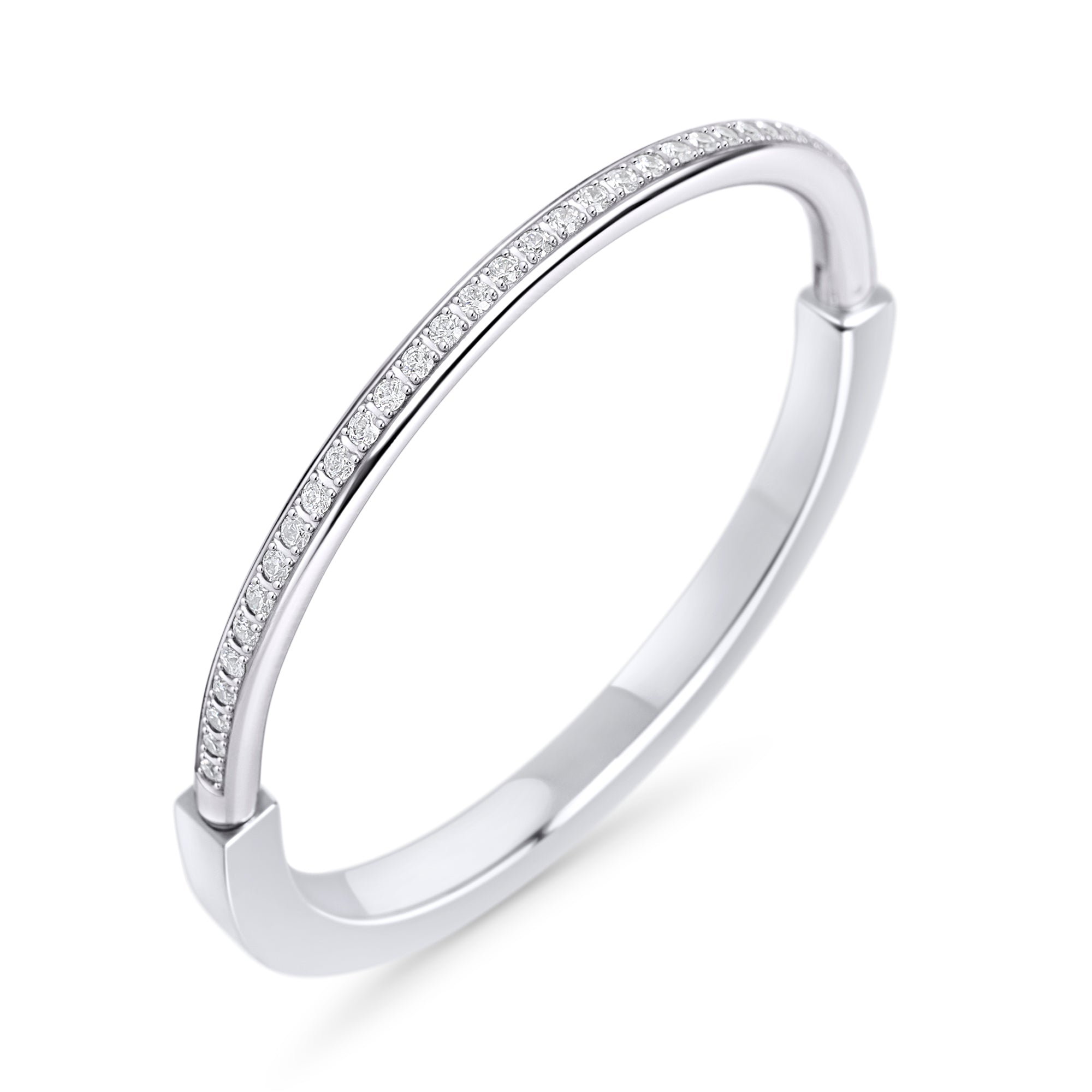 Silver stainless steel bracelet with pavé cubic zirconia, minimalist elegant jewelry, hypoallergenic non-tarnish durable bracelet, modern delicate everyday jewelry.