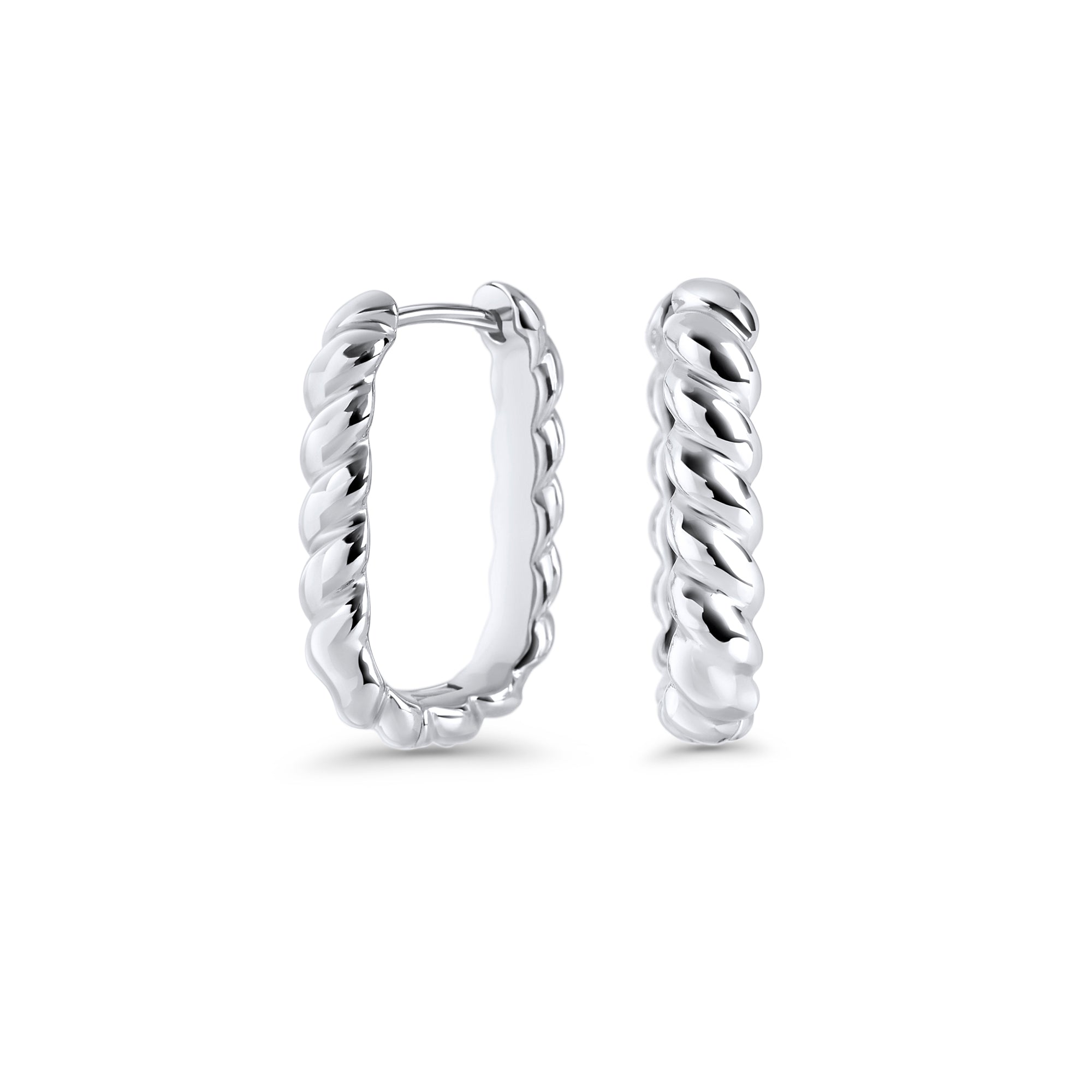 Silver stainless steel twisted hoop earrings with bold textured design, hypoallergenic earrings for sensitive ears, non-tarnish durable everyday fashion jewelry, modern minimalist luxury jewelry Canada.