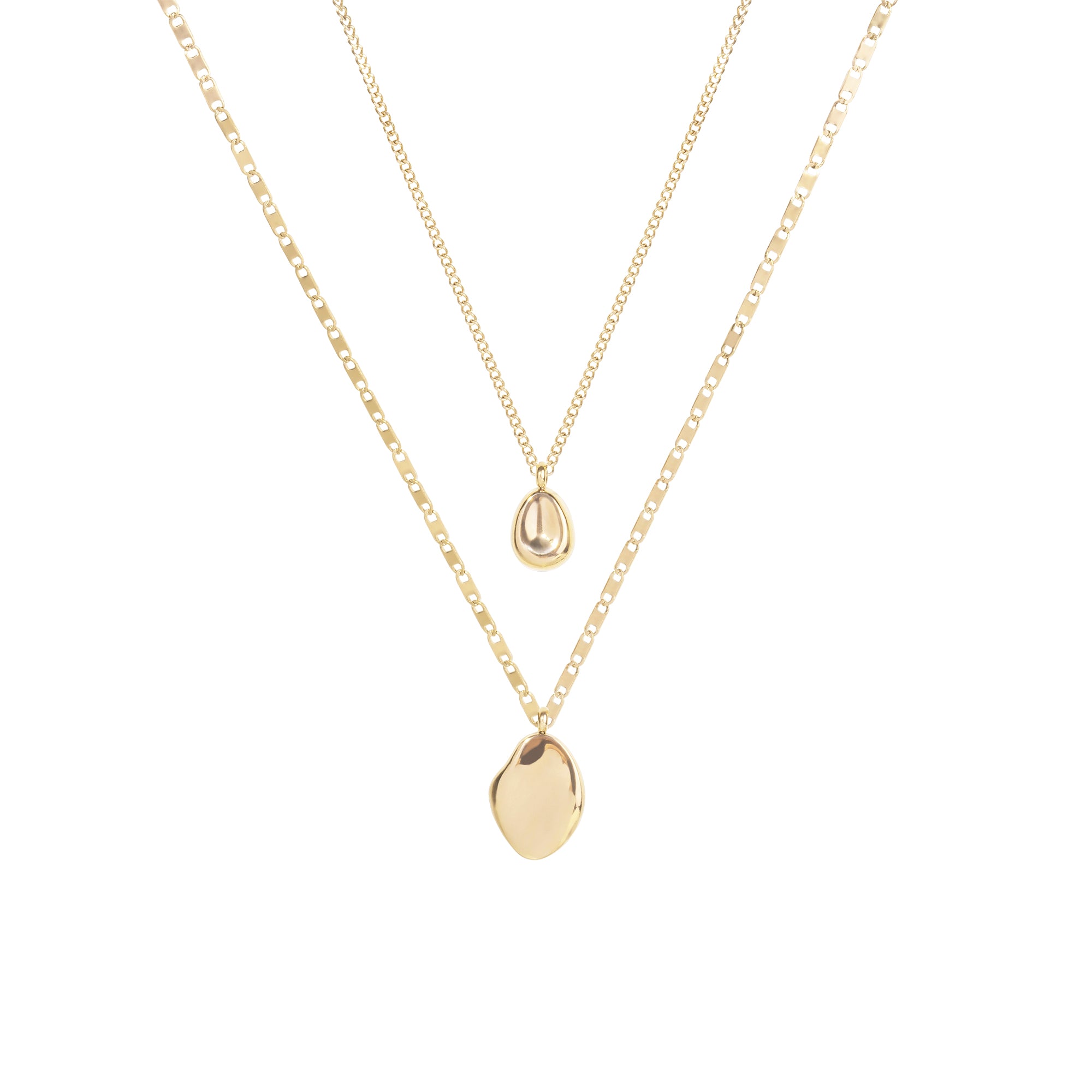 Collier double pendentifs irréguliers ne ternit pas acier inoxydable pour femmes MIA