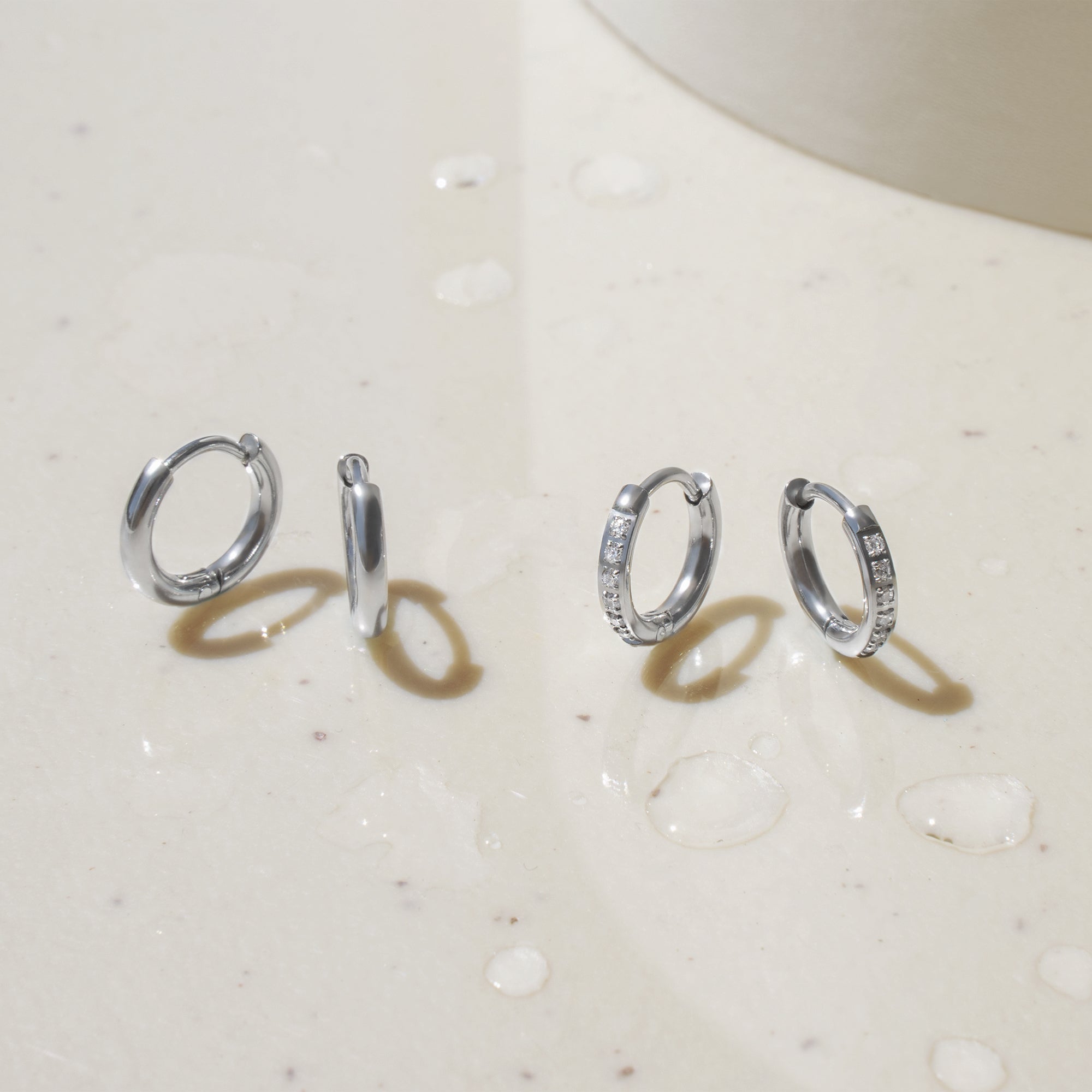 Mini Stacks Plain Huggie Earrings - 8 mm