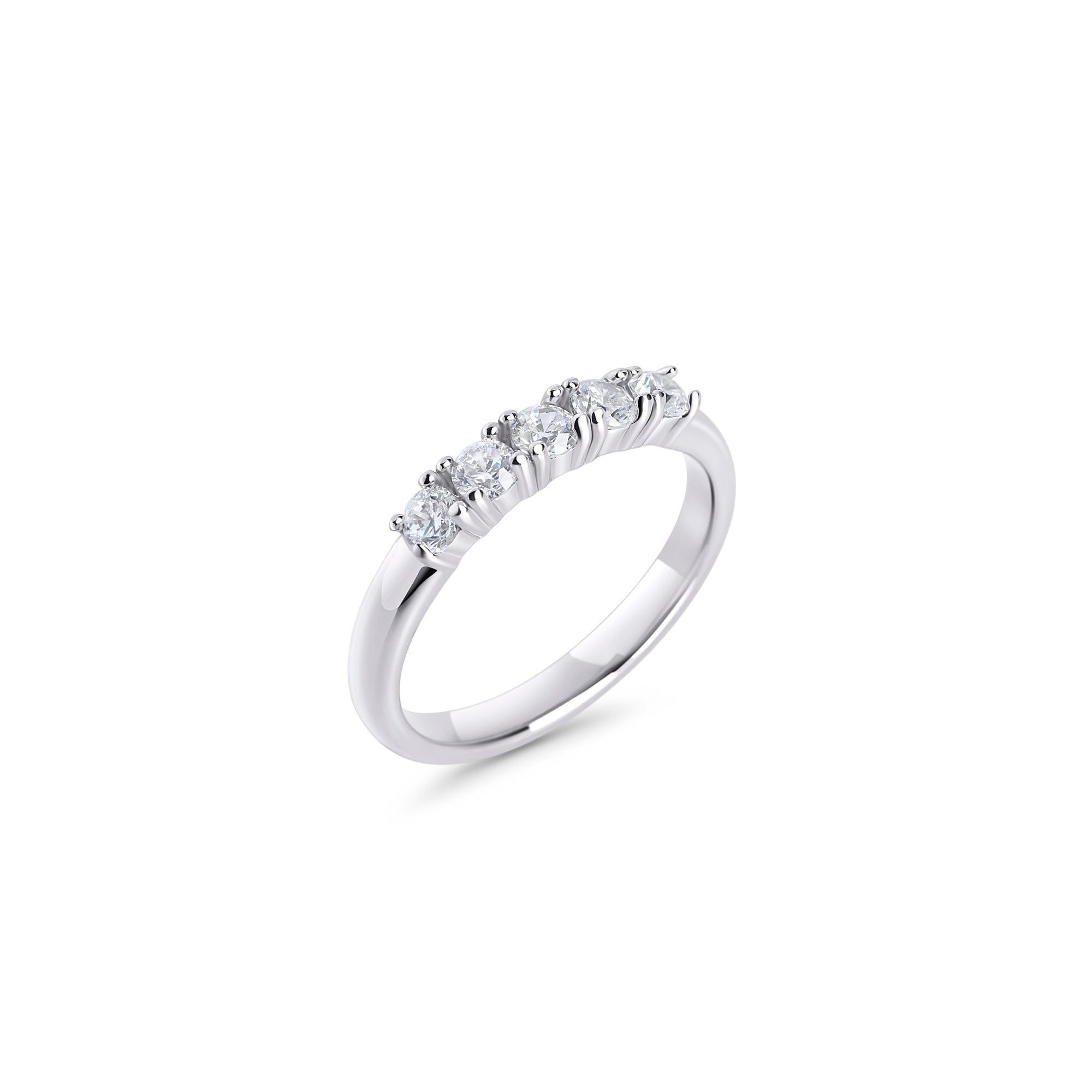 Stainless steel five stone ring with round cubic zirconia, hypoallergenic and tarnish-free jewelry, safe for sensitive skin, durable everyday ring, affordable luxury jewelry Canada Toronto.