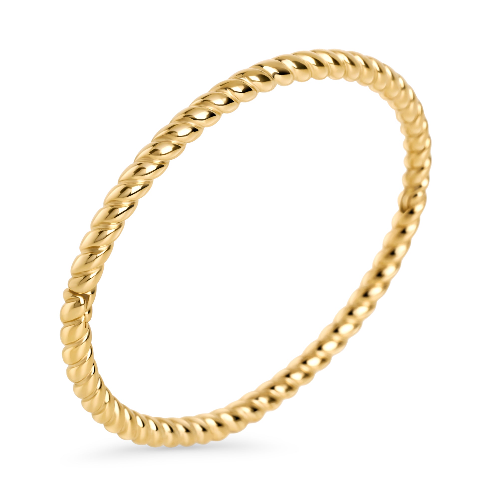 Gold twisted rope bangle bracelet – hypoallergenic, waterproof & non-tarnish stainless steel bangle for sensitive skin, affordable luxury jewelry by Mia Bijoux Canada