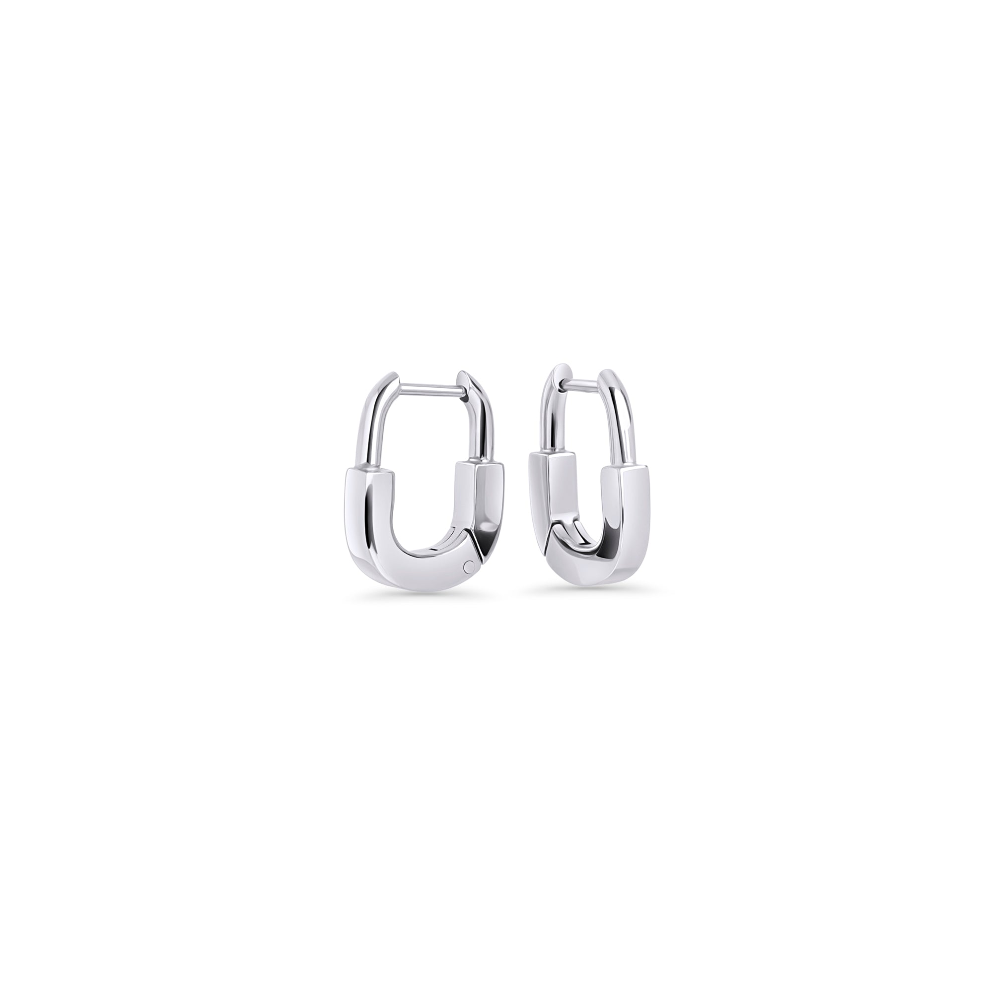 Silver chunky U-shaped oval huggie earrings – allergy-free, waterproof & tarnish-resistant stainless steel earrings for sensitive ears, top-rated everyday gold hoops by Mia Bijoux Canada