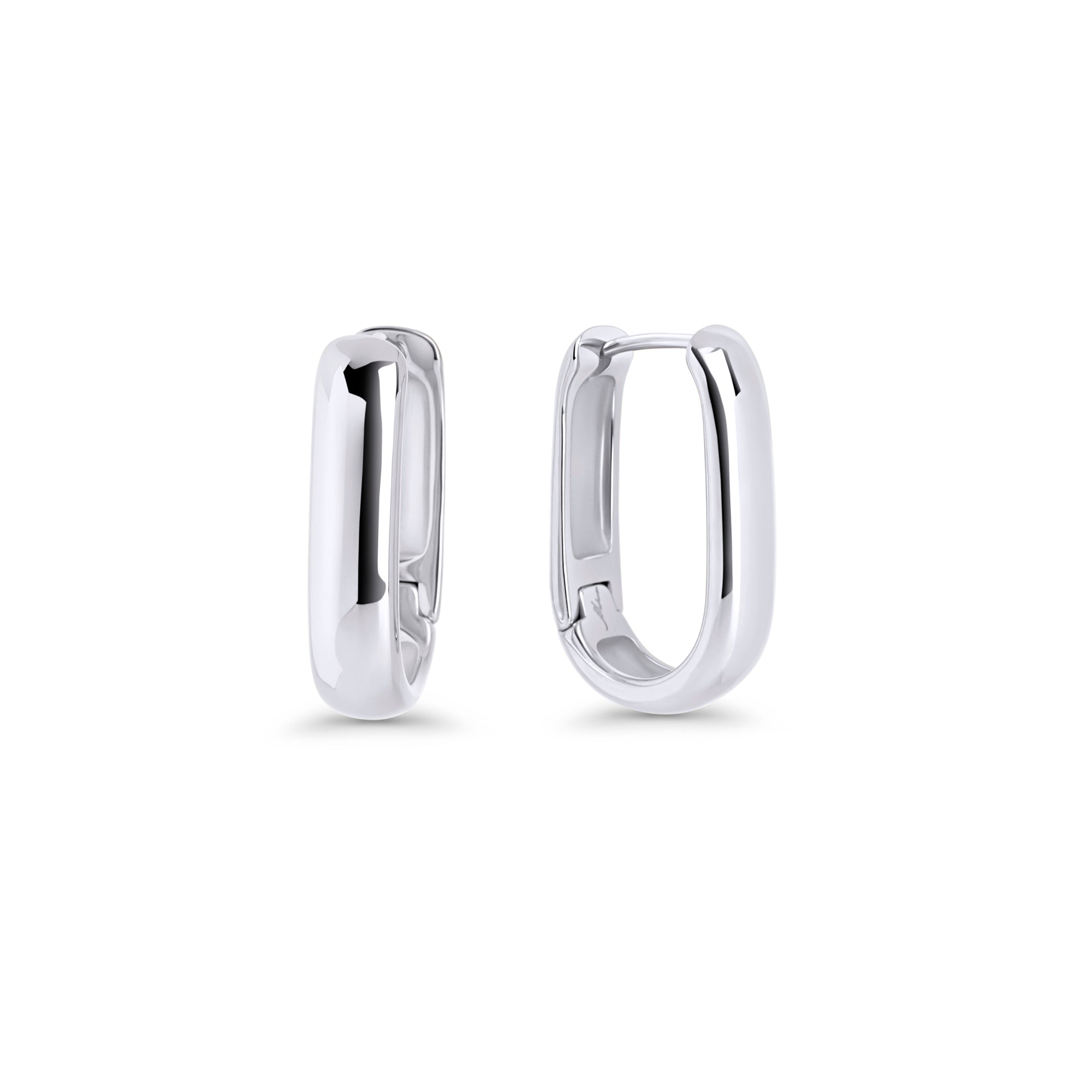 Silver stainless steel oval hoop earrings with smooth minimalist design, hypoallergenic earrings for sensitive ears, tarnish-resistant durable everyday jewelry, modern affordable luxury jewelry Canada.