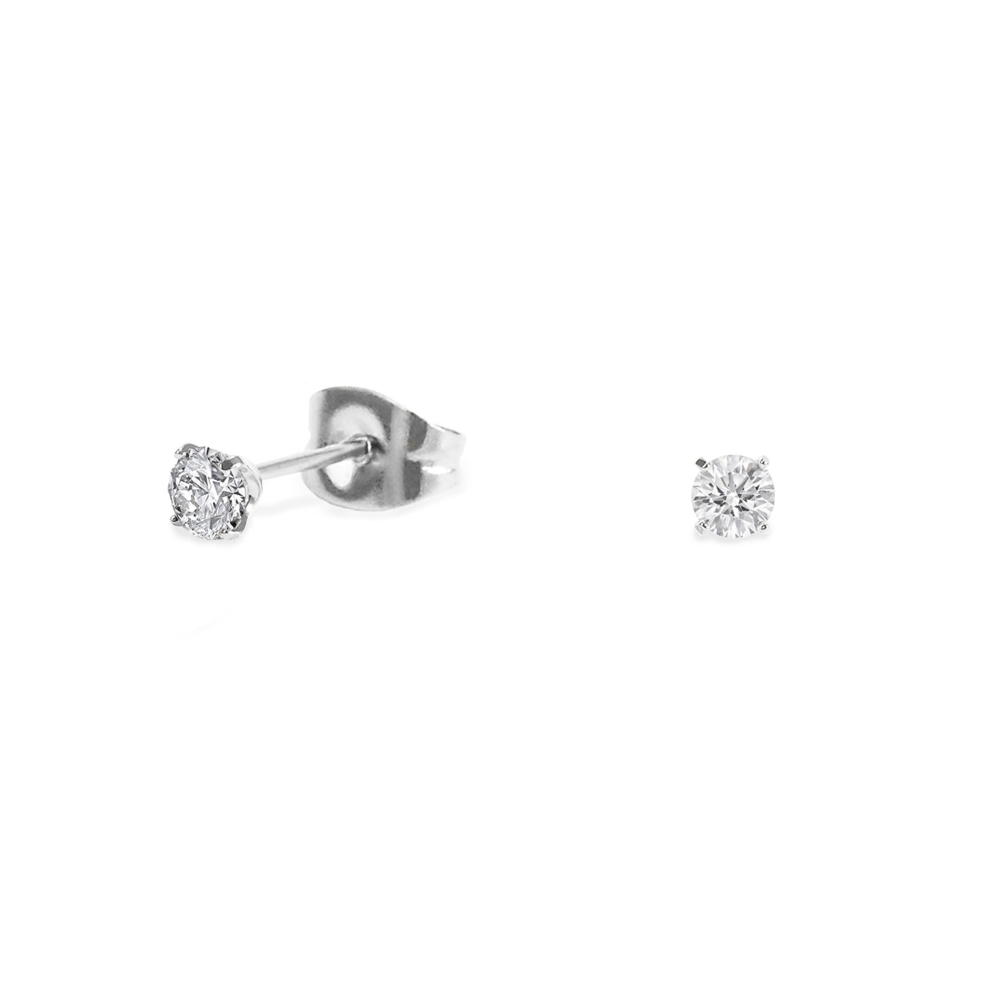 Boucles oreilles cz rond 3 mm acier inox