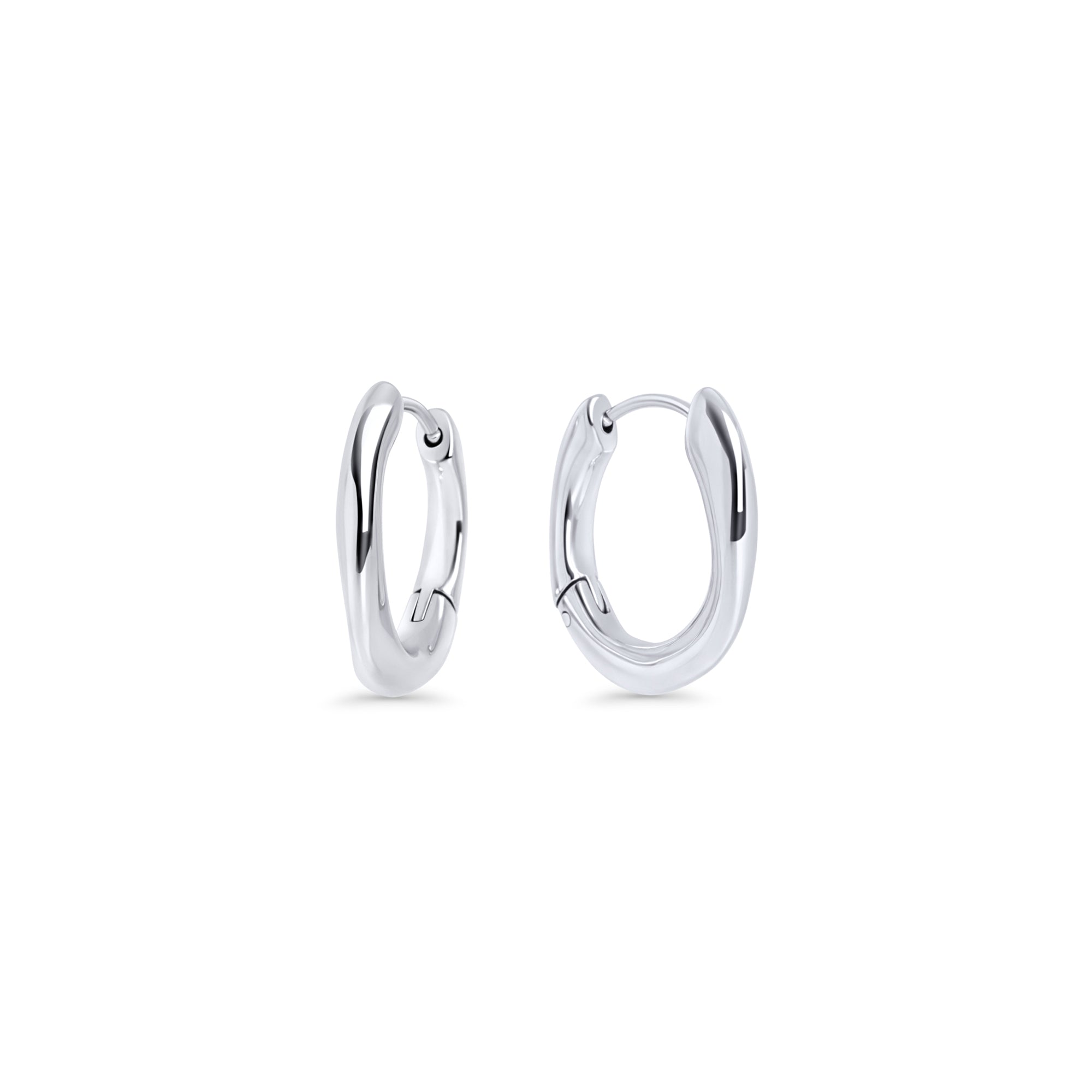 Silver chunky oval hoop earrings – nickel-free, tarnish-resistant & waterproof stainless steel earrings for sensitive ears, best everyday gold hoops by Mia Bijoux Canada
