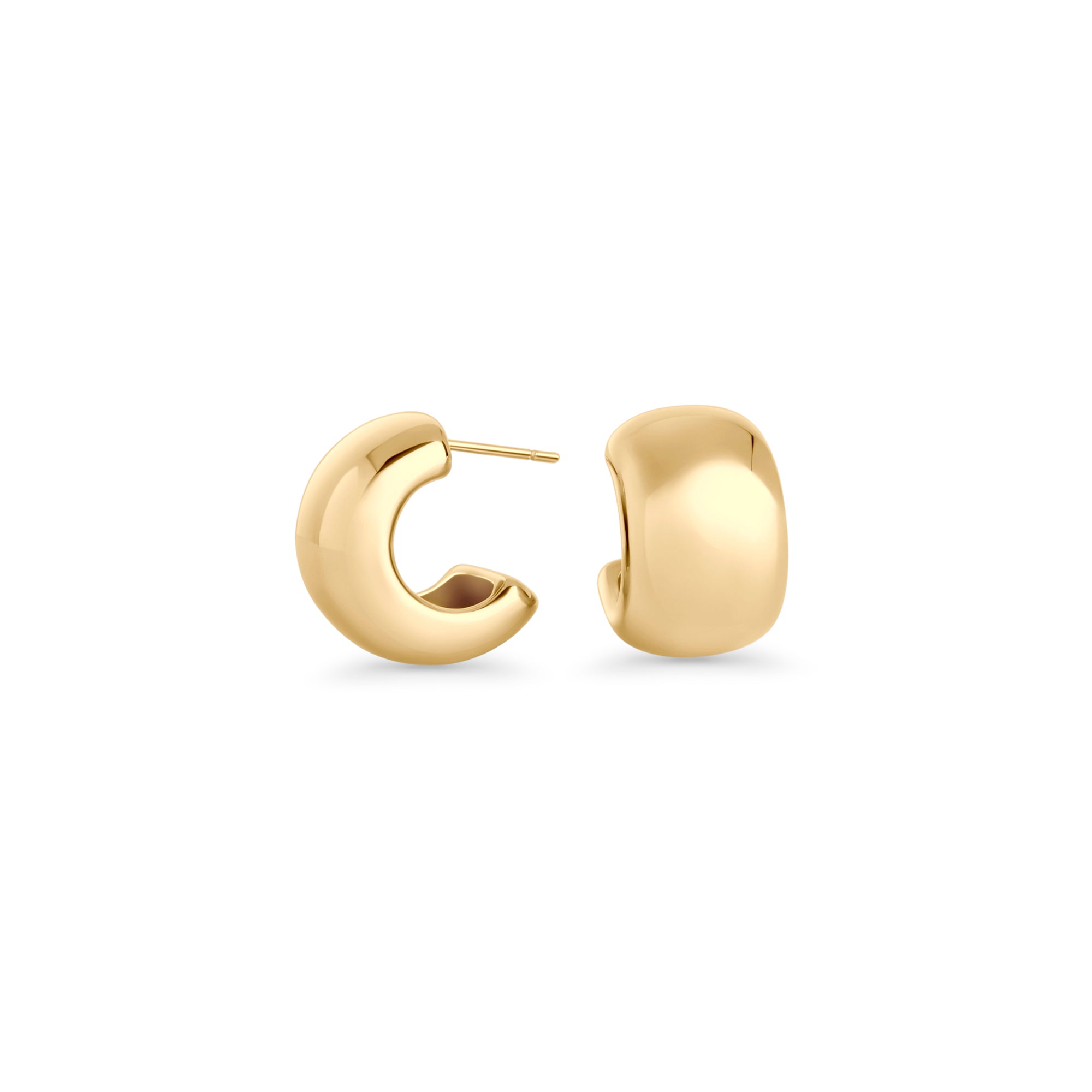 Gold chunky dome hoop earrings – allergy-free, waterproof & tarnish-resistant stainless steel earrings for sensitive ears, best everyday gold hoops for women by Mia Bijoux Canada