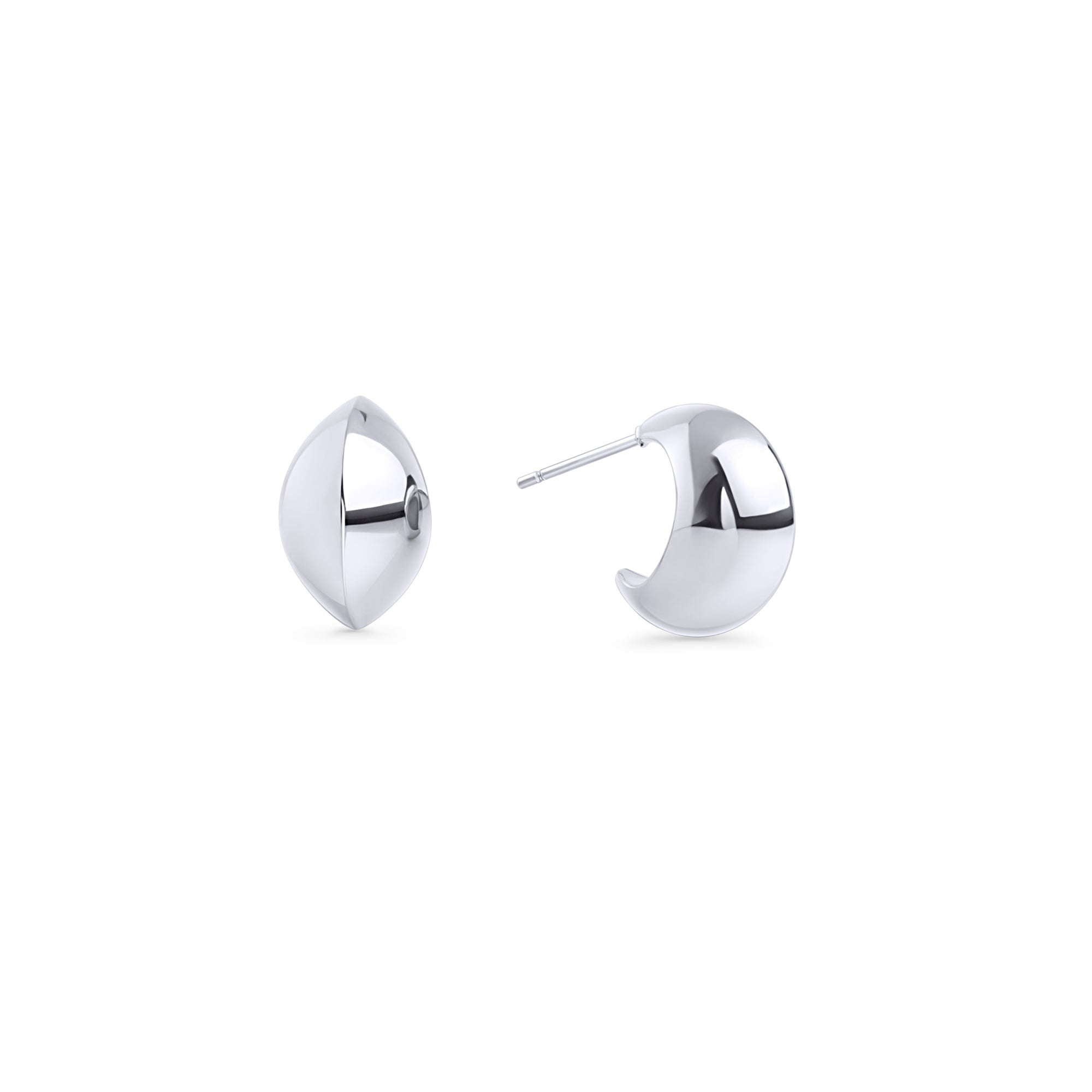 Boucles d'oreilles anneaux demi lune bombée acier inoxydable aucune allergie pour oreilles sensibles Mia Bijoux