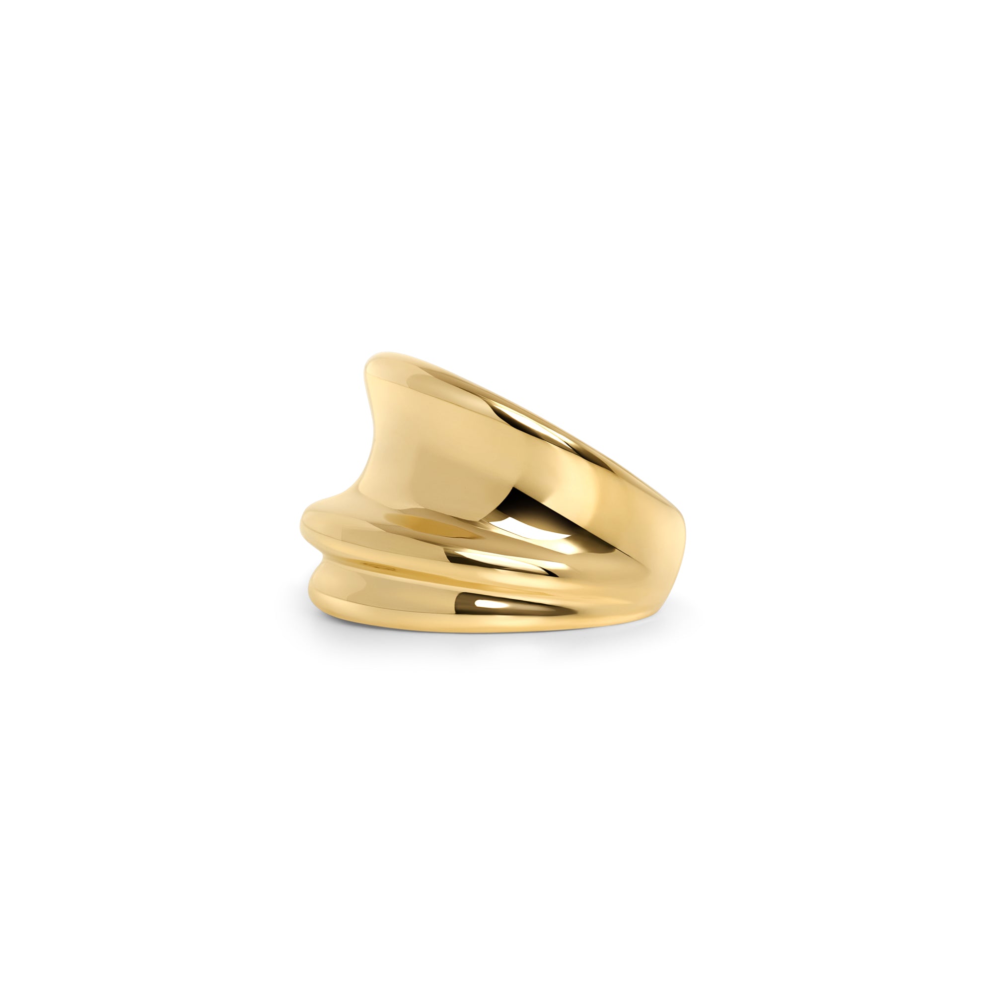 Modern gold dome ring in surgical stainless steel, smooth high-polish finish, comfortable everyday statement jewelry designed for sensitive skin, durable and long-lasting in Canada.