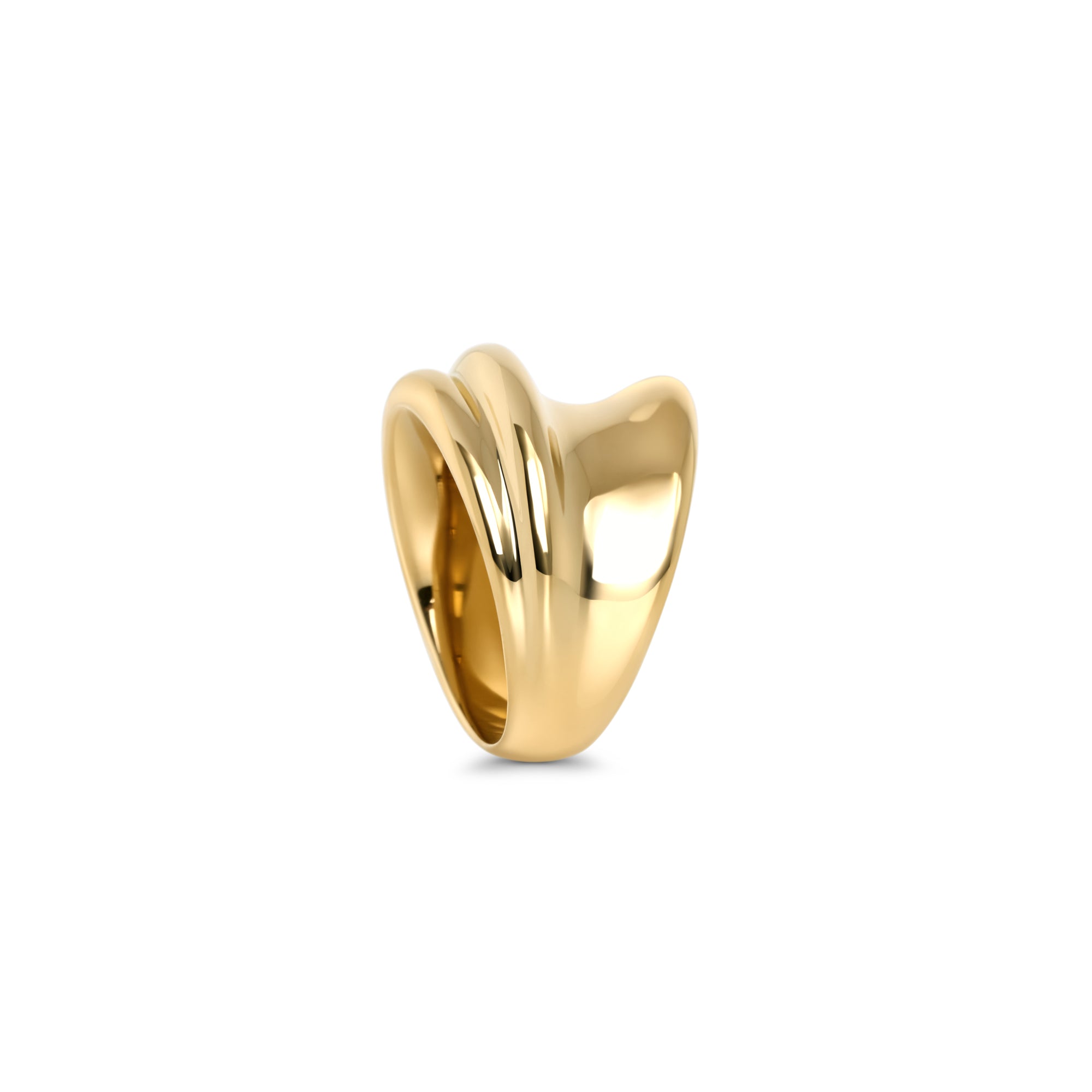 Modern gold dome ring in surgical stainless steel, smooth high-polish finish, comfortable everyday statement jewelry designed for sensitive skin, durable and long-lasting in Canada.