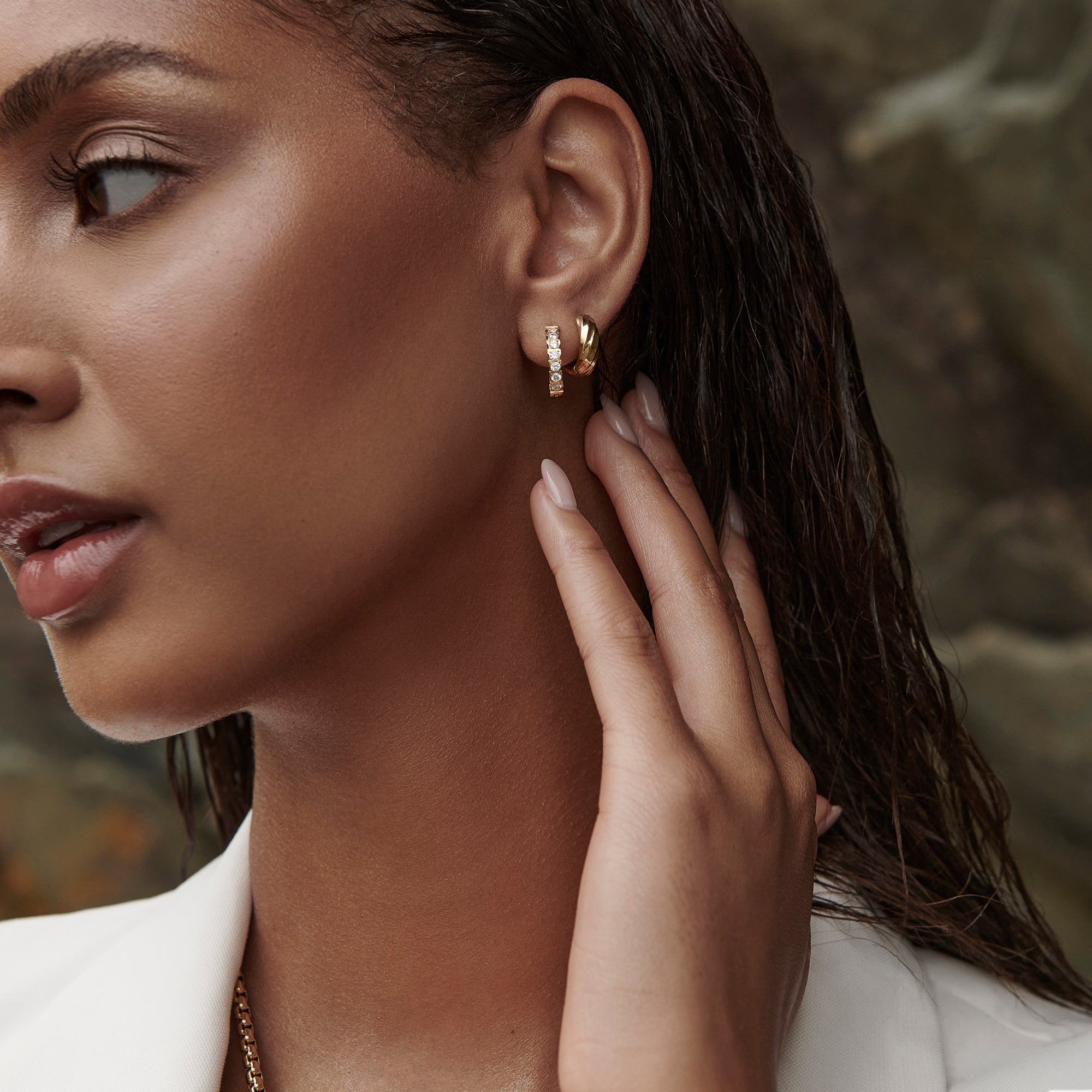 twisted hypoallergenic stainless steel huggie earrings MIAJWL boucles d'oreilles dormeuses torsade acier inoxydable hypoallergénique Mia Bijoux