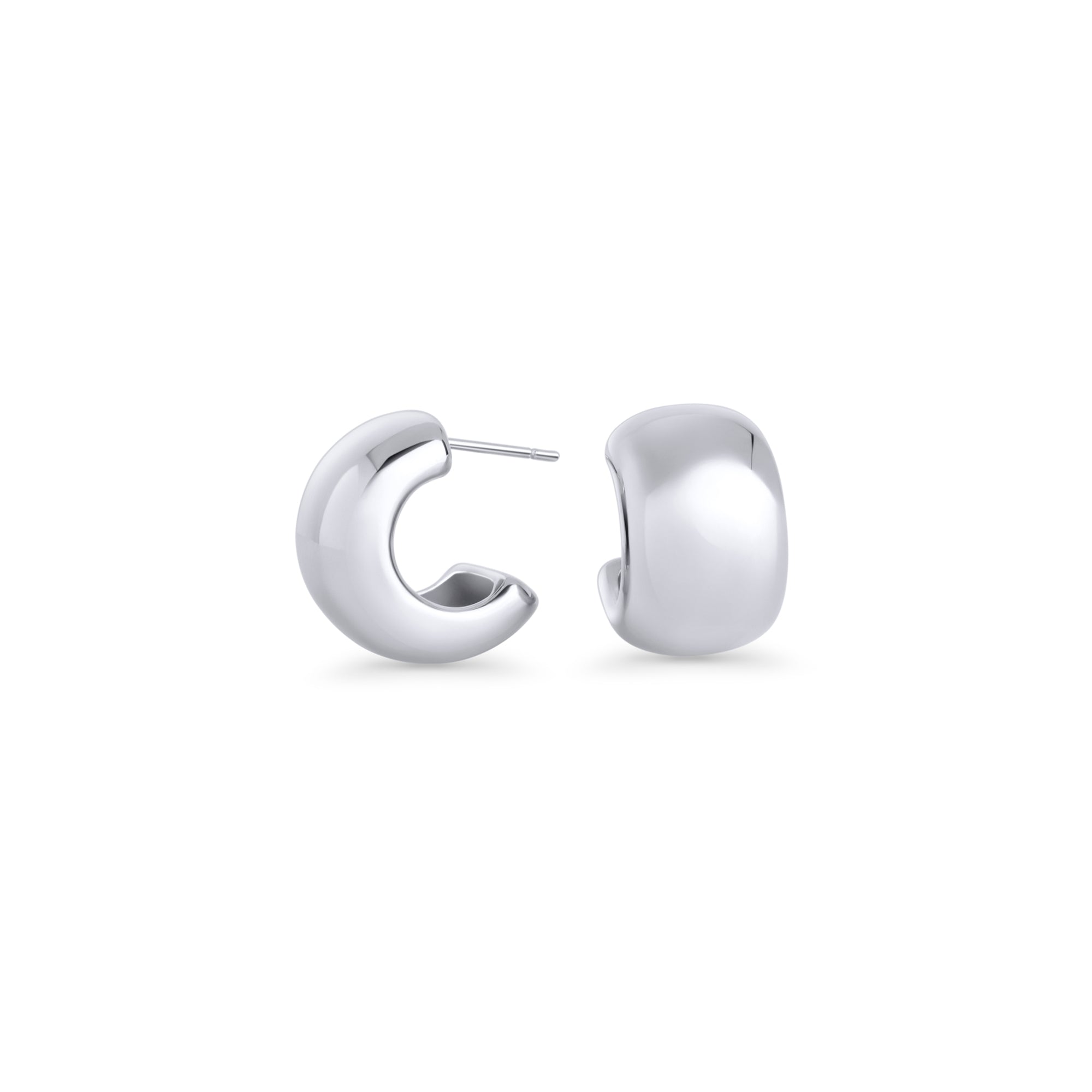Silver chunky dome hoop earrings – allergy-free, waterproof & tarnish-resistant stainless steel earrings for sensitive ears, best everyday gold hoops for women by Mia Bijoux Canada