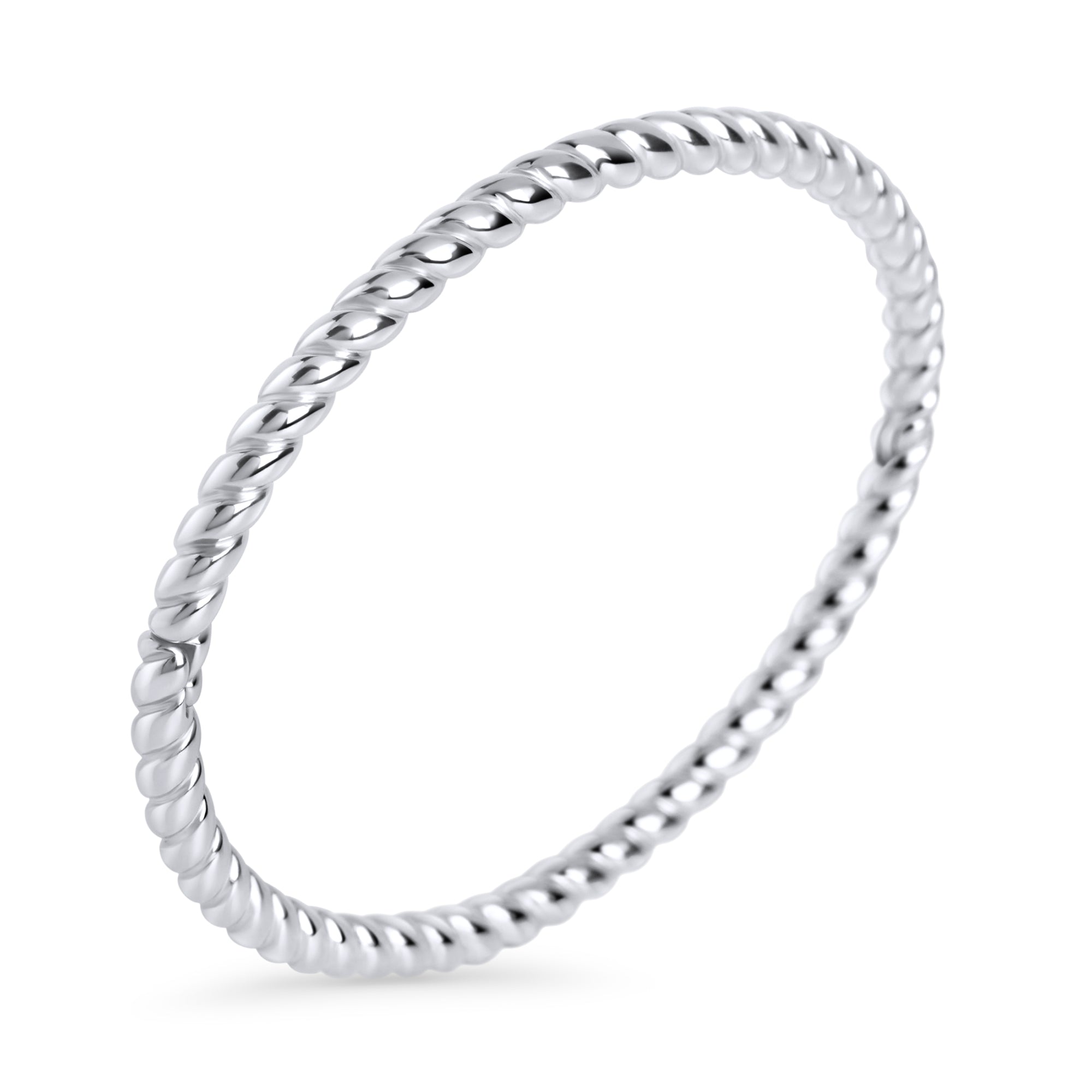 Silver twisted rope bangle bracelet – hypoallergenic, waterproof & non-tarnish stainless steel bangle for sensitive skin, affordable luxury jewelry by Mia Bijoux Canada