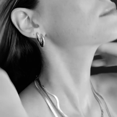 Behind the scene : Small and medium flat circular huggie earrings allergy free