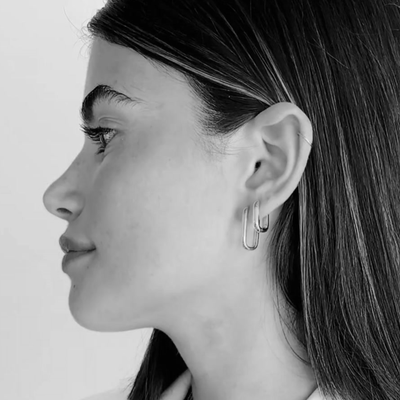 Behind the scene : minimalist stainless steel rectangle huggie earrings