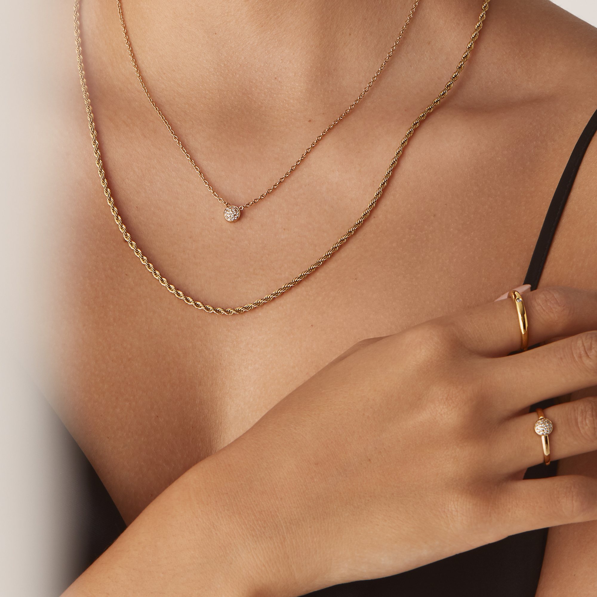 Twisted rope chain necklace gold alternative eco friendly and skin friendly stainless steel MIA JWL