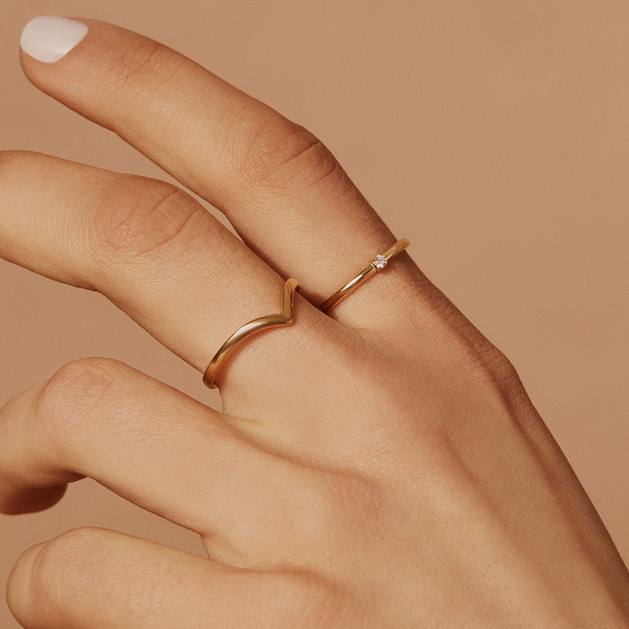Gold V shape ring stainless steel tarnish resistant MIA