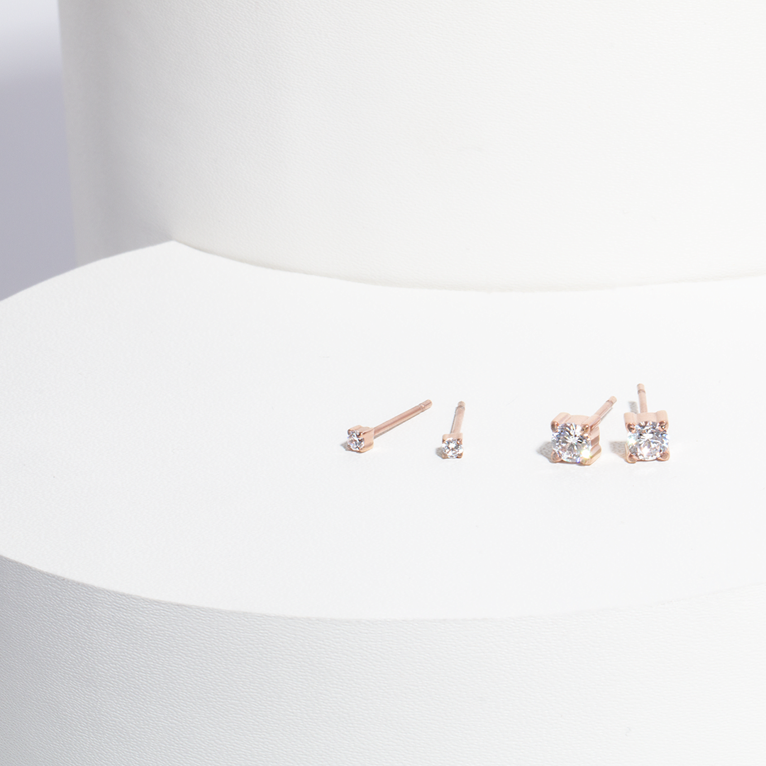 2 mm cubic zirconia stud earrings stainless steel MIA boucles d'oreilles pierre T419E001AR
