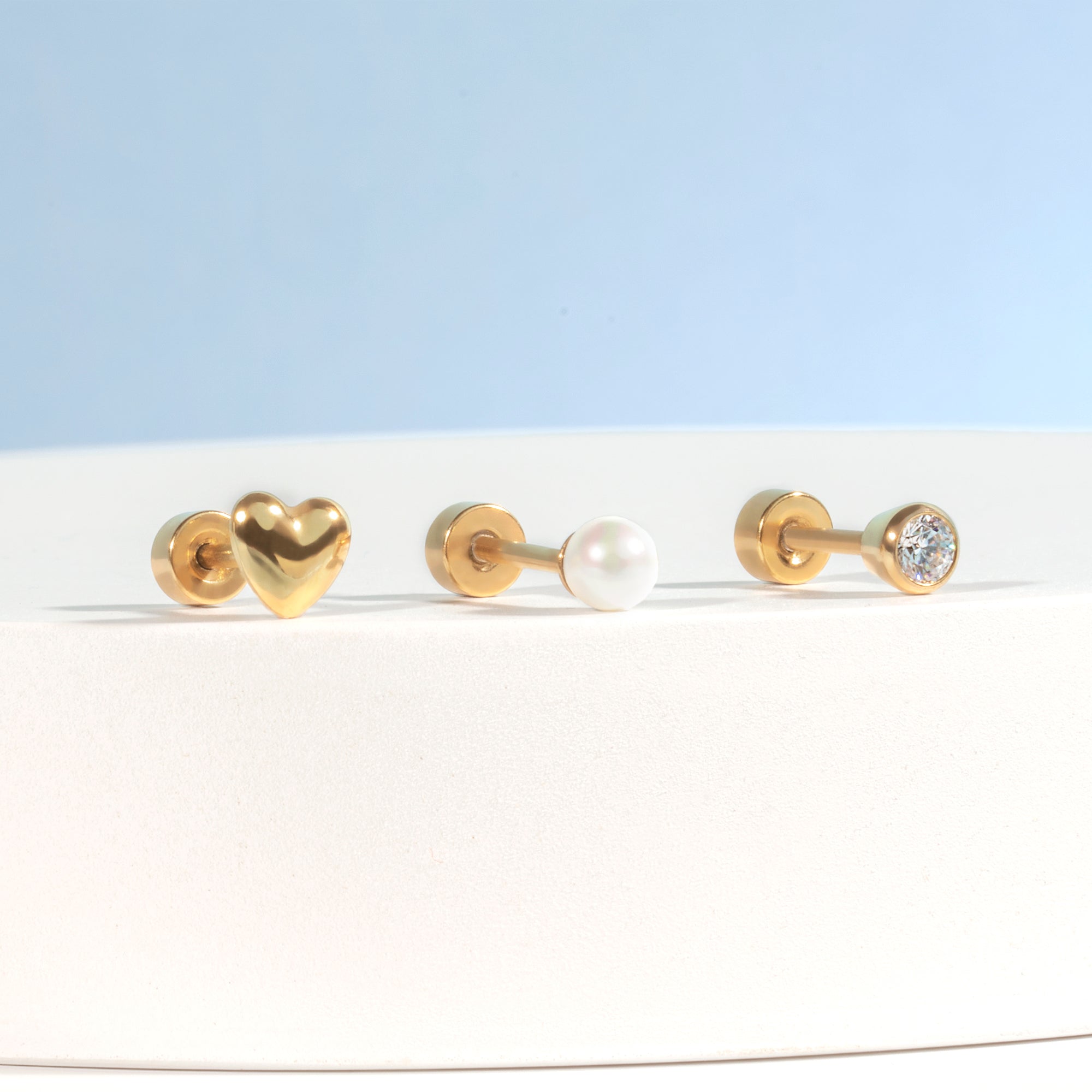 Most comfortable screw stud earrings suitable for children and sensitive skin made of quality surgical steel MIAJWL